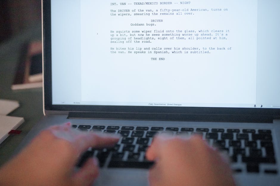 Close-up of a text document on a laptop screen