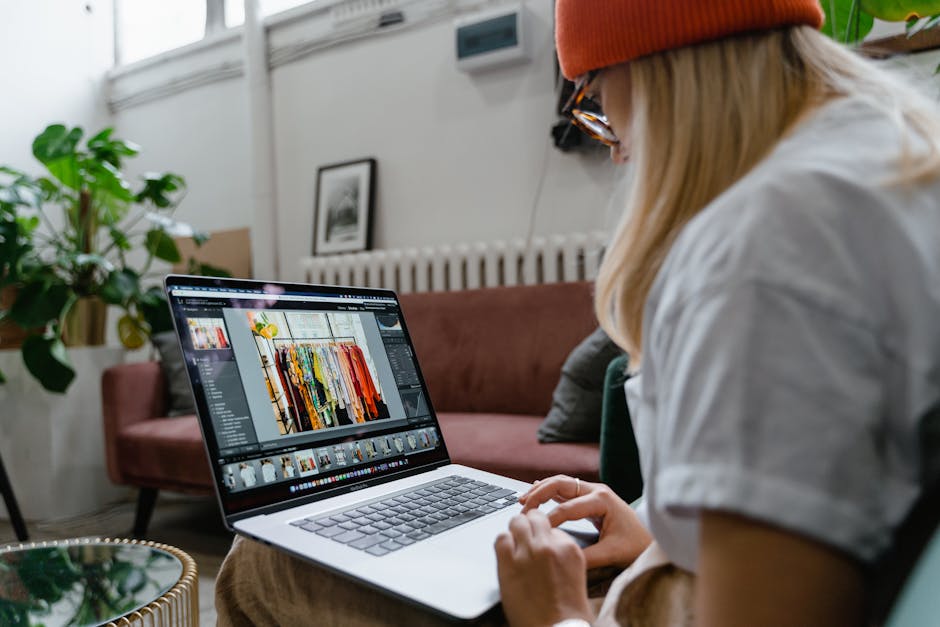 Person editing a slide deck on a laptop